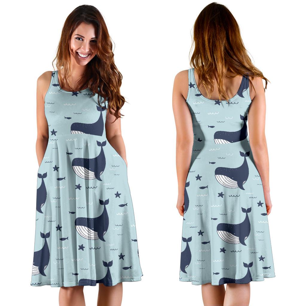 Humpback Whale Print Pattern Dress-grizzshop
