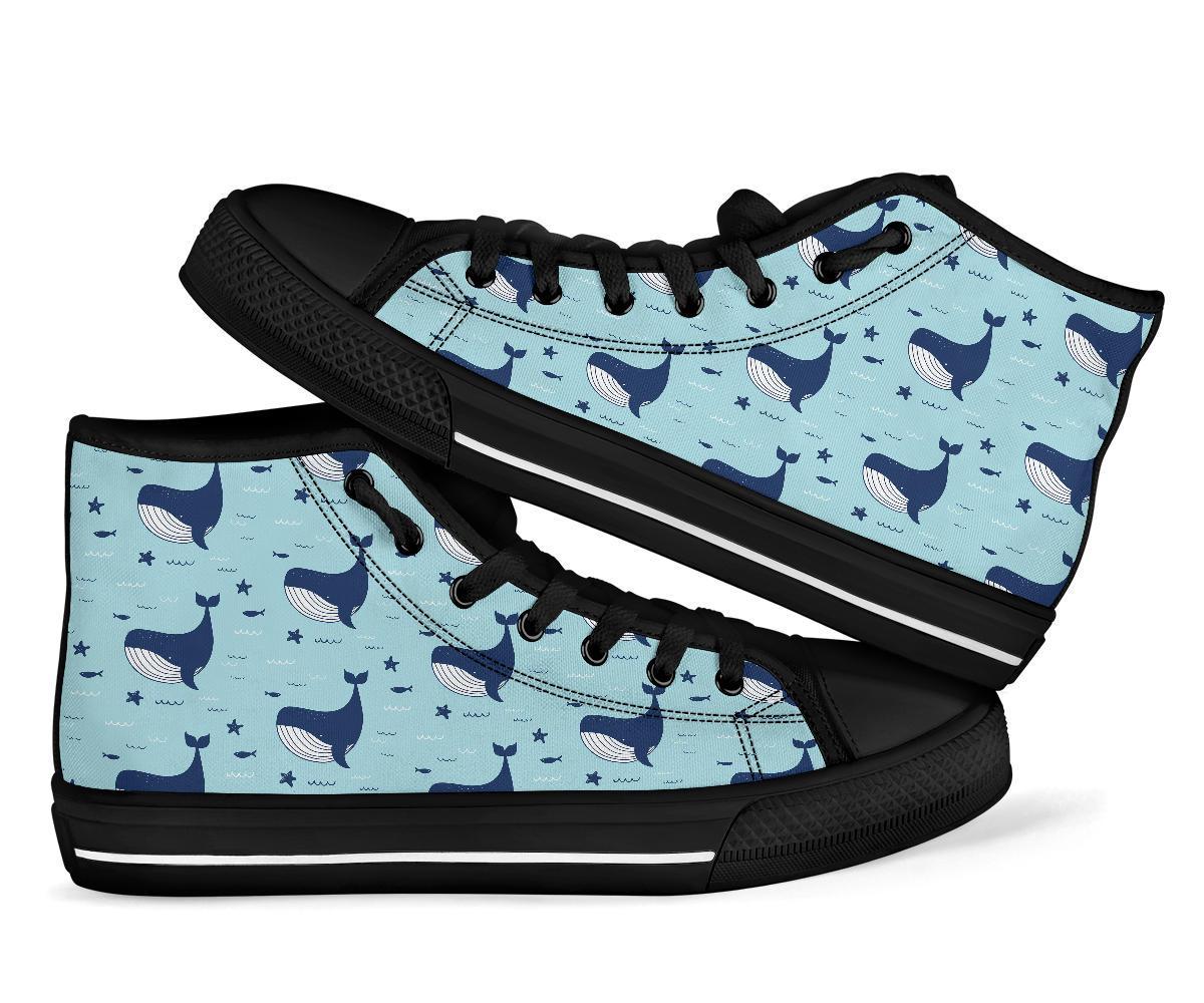 Humpback Whale Print Pattern Men Women's High Top Shoes-grizzshop