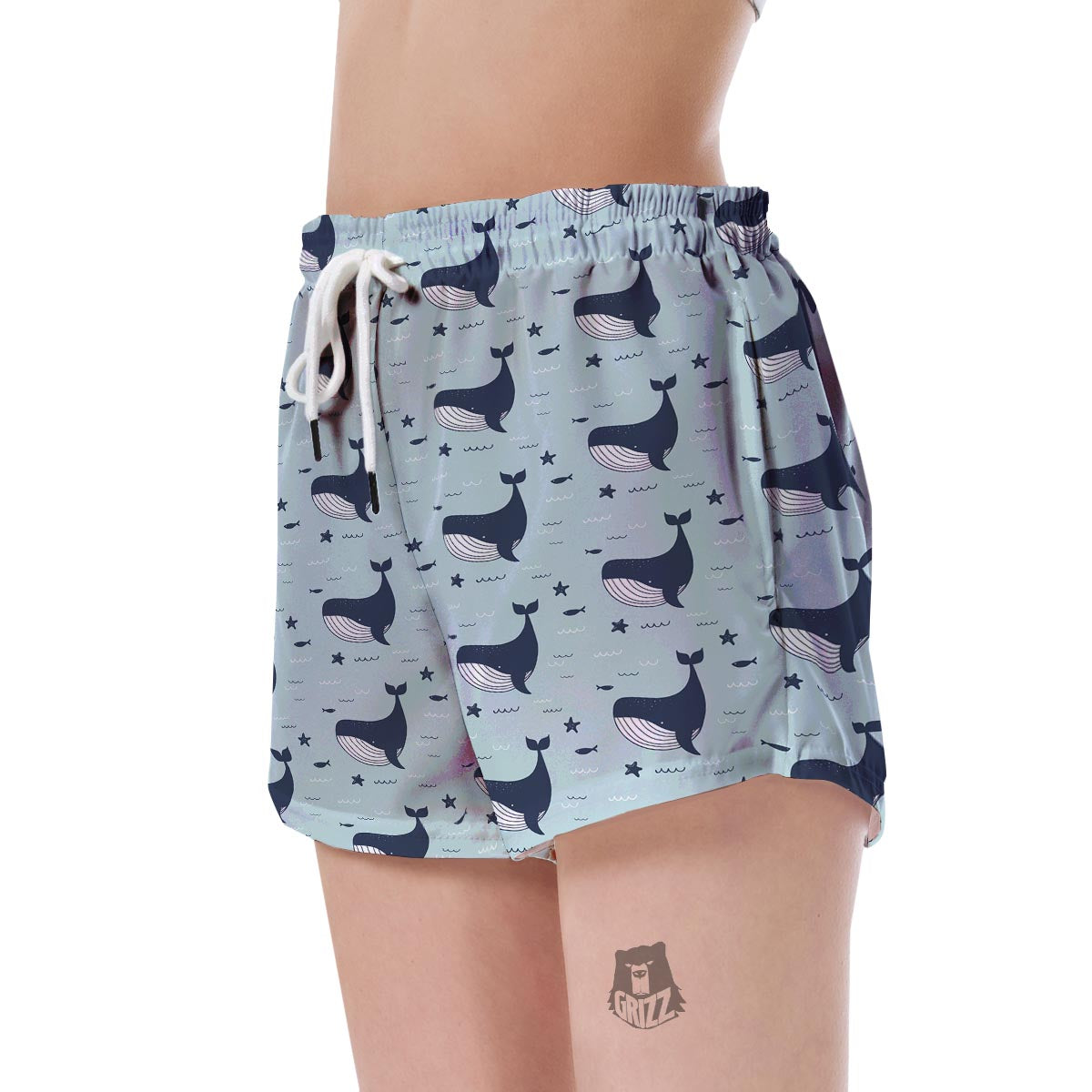 Humpback Whale Print Pattern Women's Shorts-grizzshop