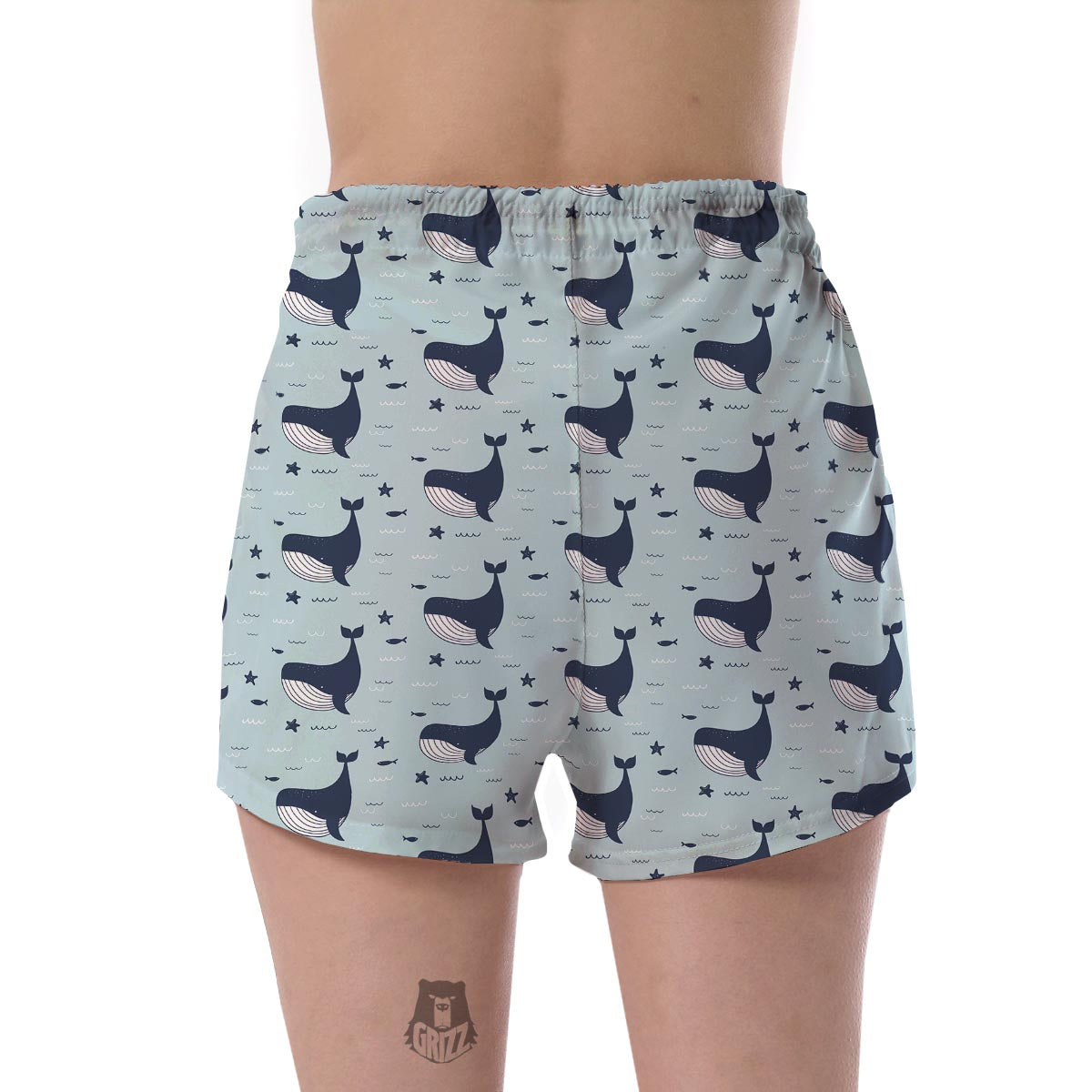 Humpback Whale Print Pattern Women's Shorts-grizzshop