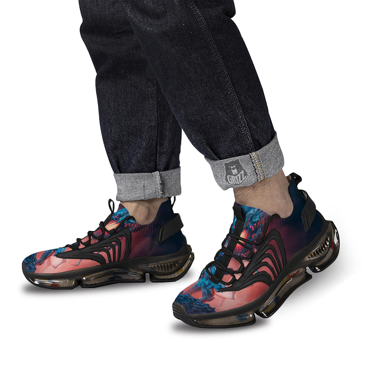 Hunting Alien Worm Print Black Gym Shoes-grizzshop