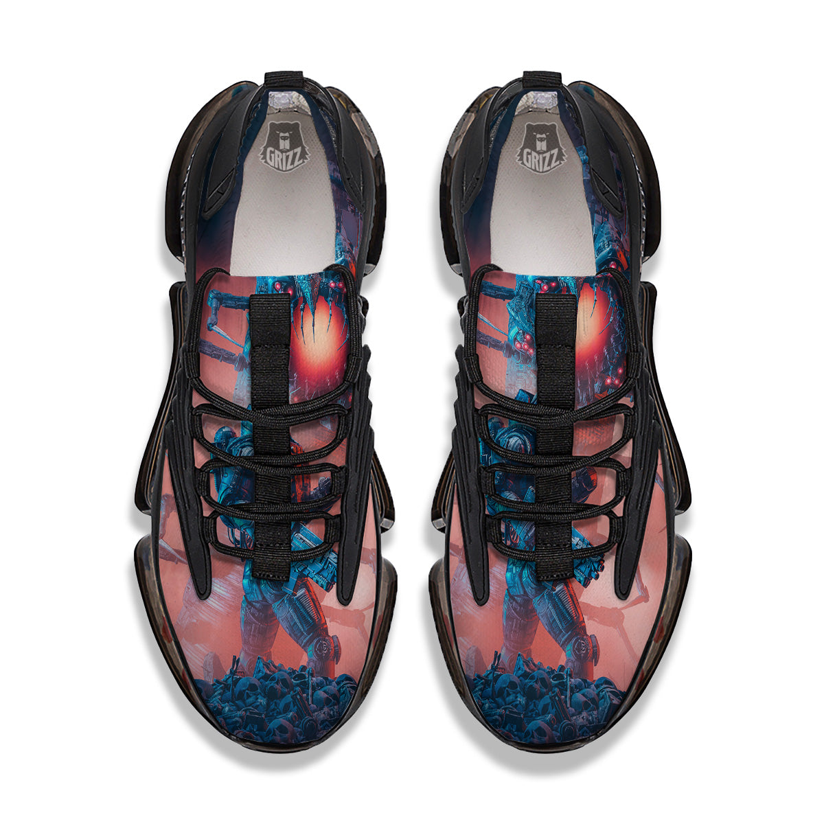 Hunting Alien Worm Print Black Gym Shoes-grizzshop