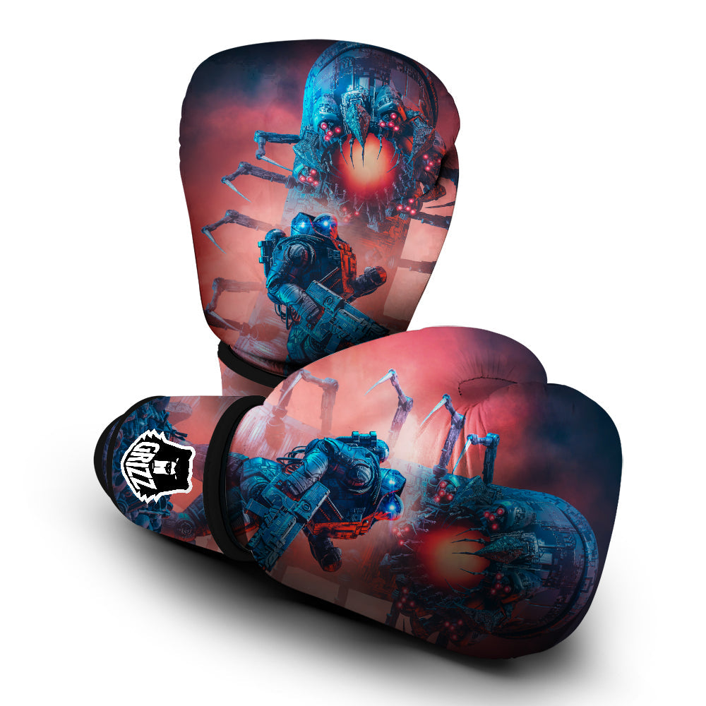 Hunting Alien Worm Print Boxing Gloves-grizzshop