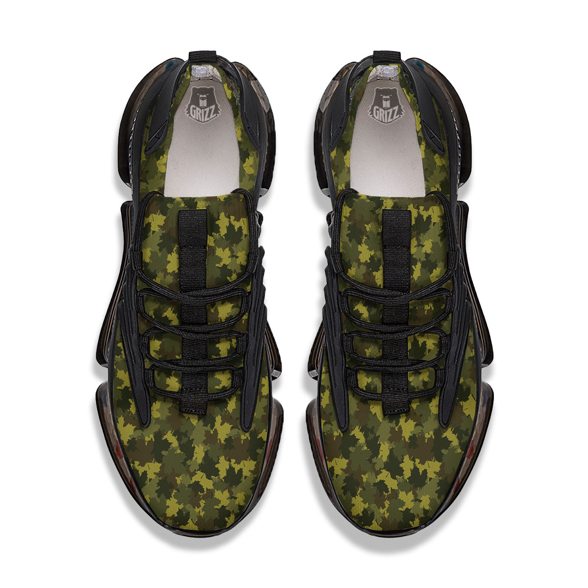 Hunting Camouflage Fall Leaves Print Black Gym Shoes-grizzshop