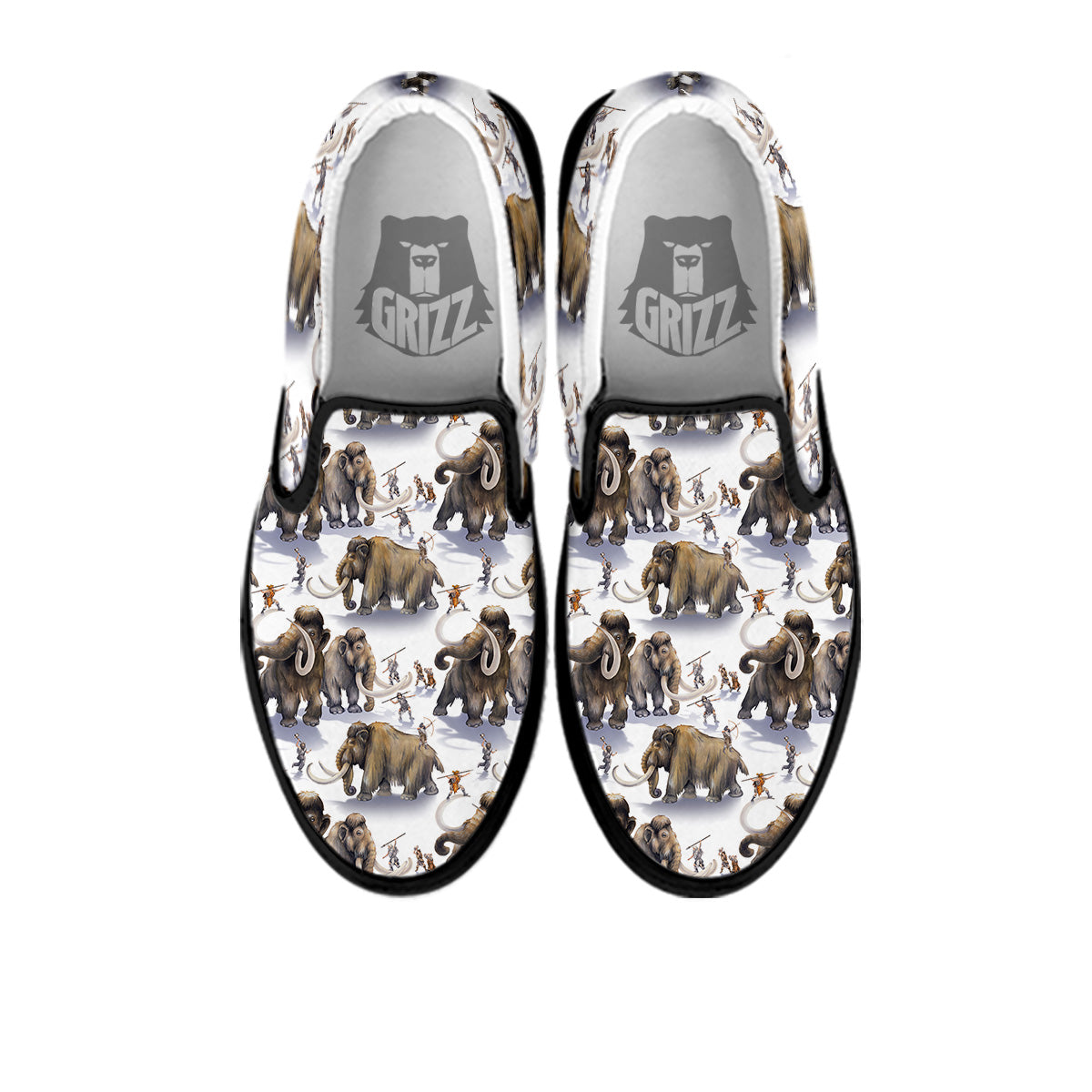 Hunting Mammoth Print Pattern Black Slip On Shoes-grizzshop