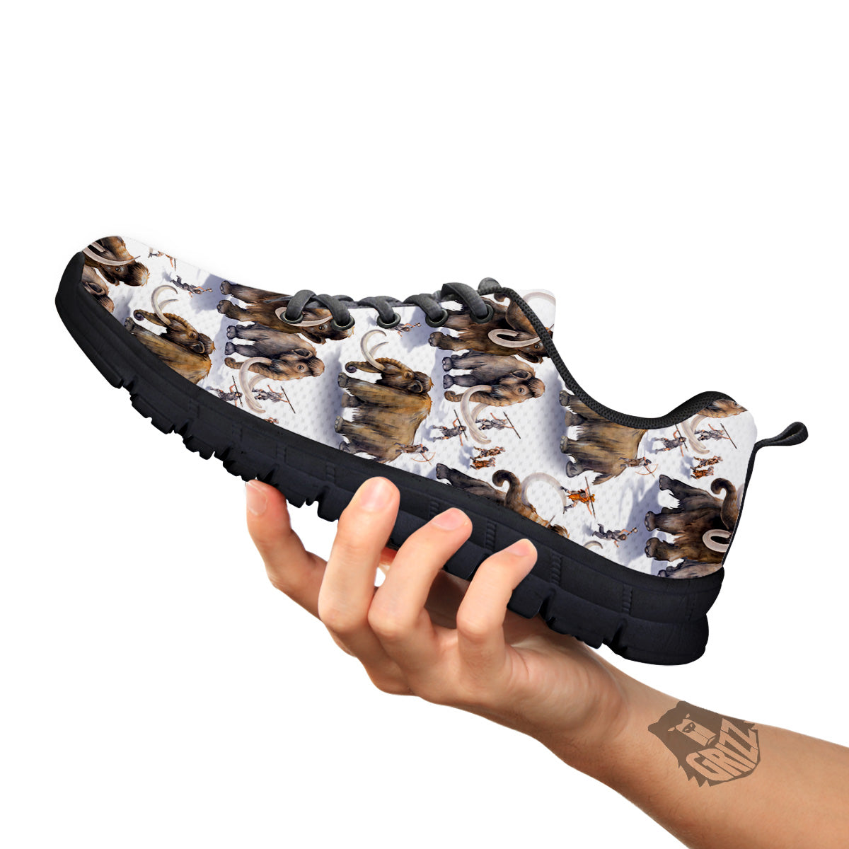 Hunting Mammoth Print Pattern Black Sneaker-grizzshop