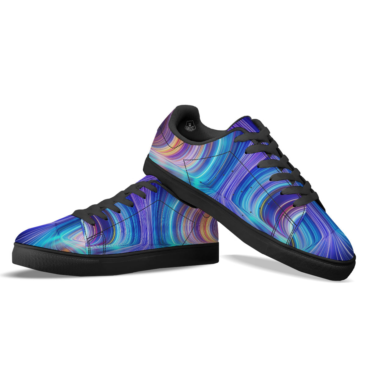 Hyperspace Colorful Print Black Low Top Sneakers-grizzshop