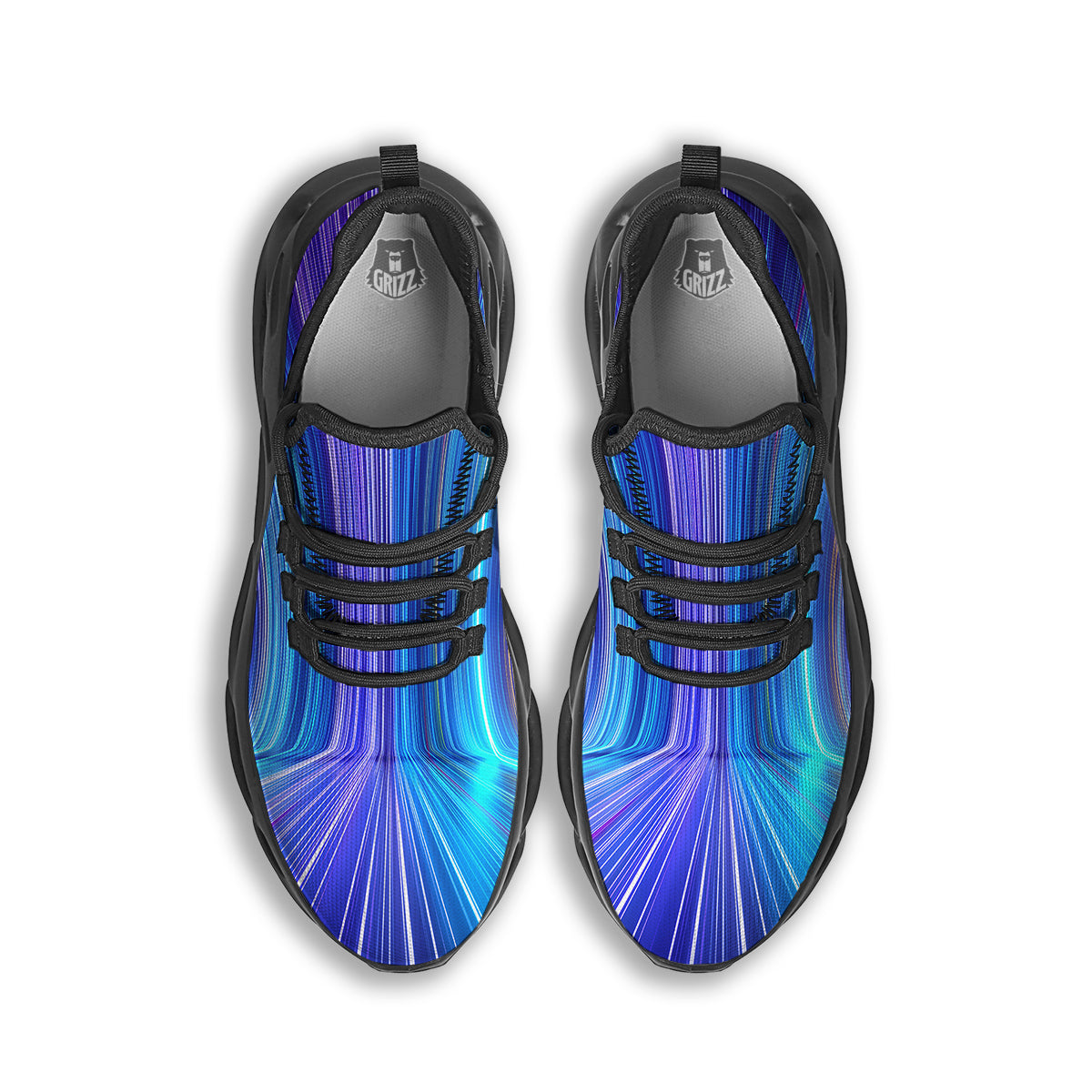 Hyperspace Colorful Print Black Running Shoes-grizzshop