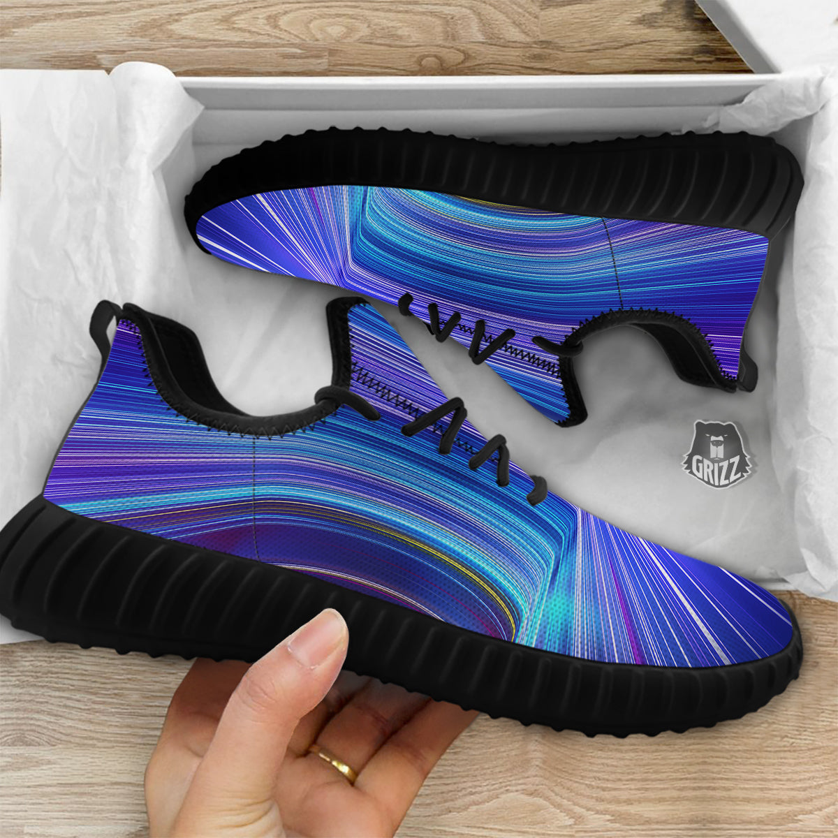 Hyperspace Colorful Print Black Walking Shoes-grizzshop