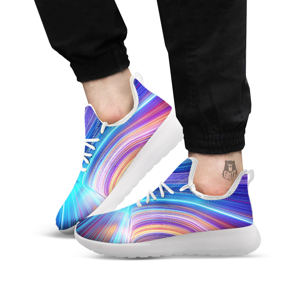 Hyperspace Colorful Print White Athletic Shoes-grizzshop