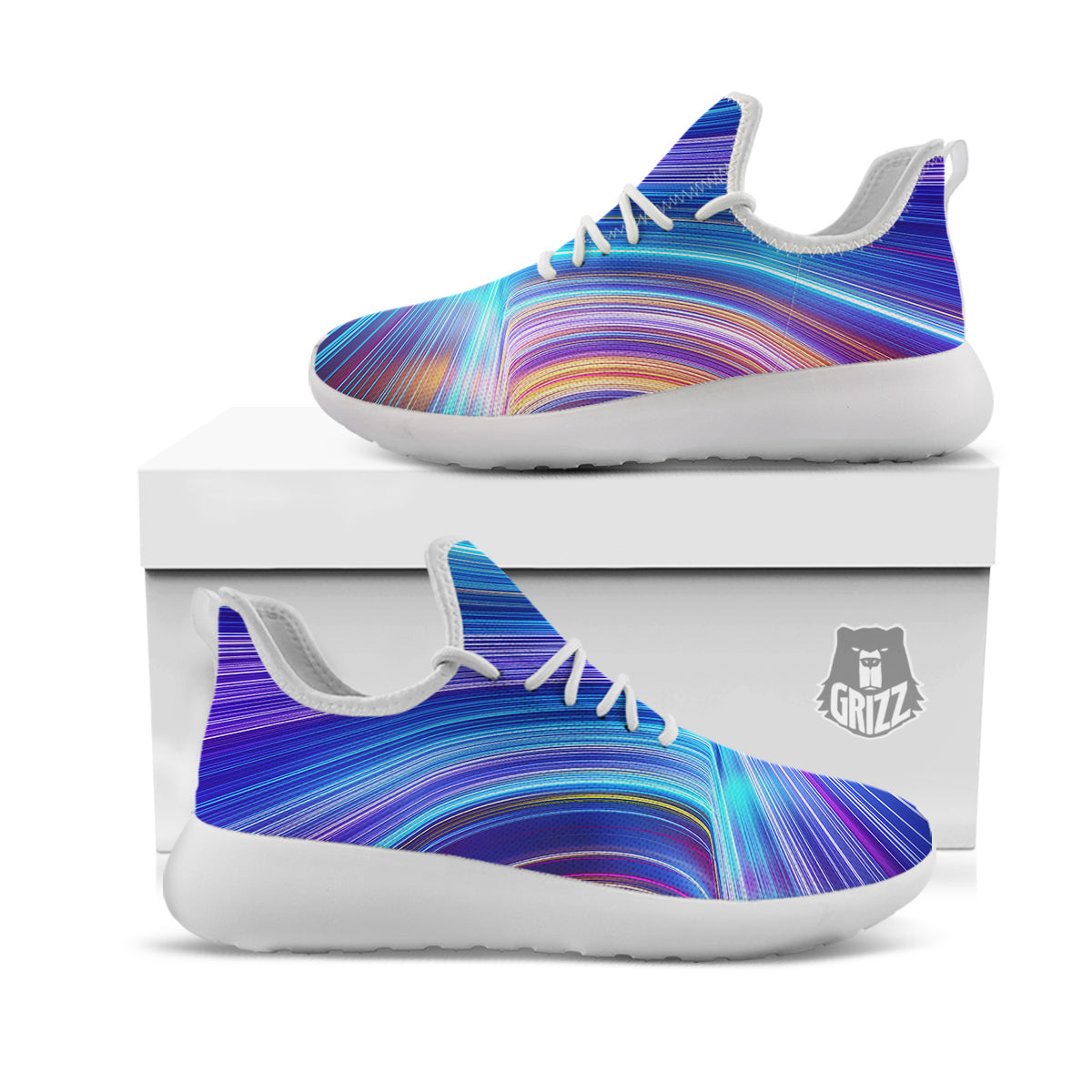 Hyperspace Colorful Print White Athletic Shoes-grizzshop