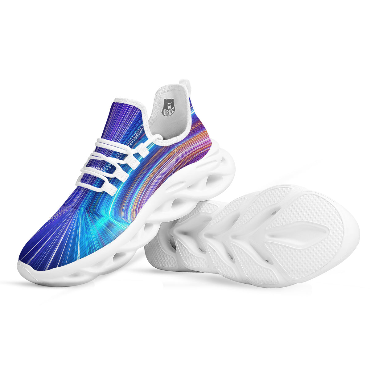 Hyperspace Colorful Print White Running Shoes-grizzshop