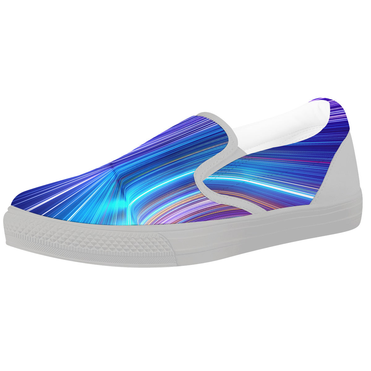 Hyperspace Colorful Print White Slip On Shoes-grizzshop