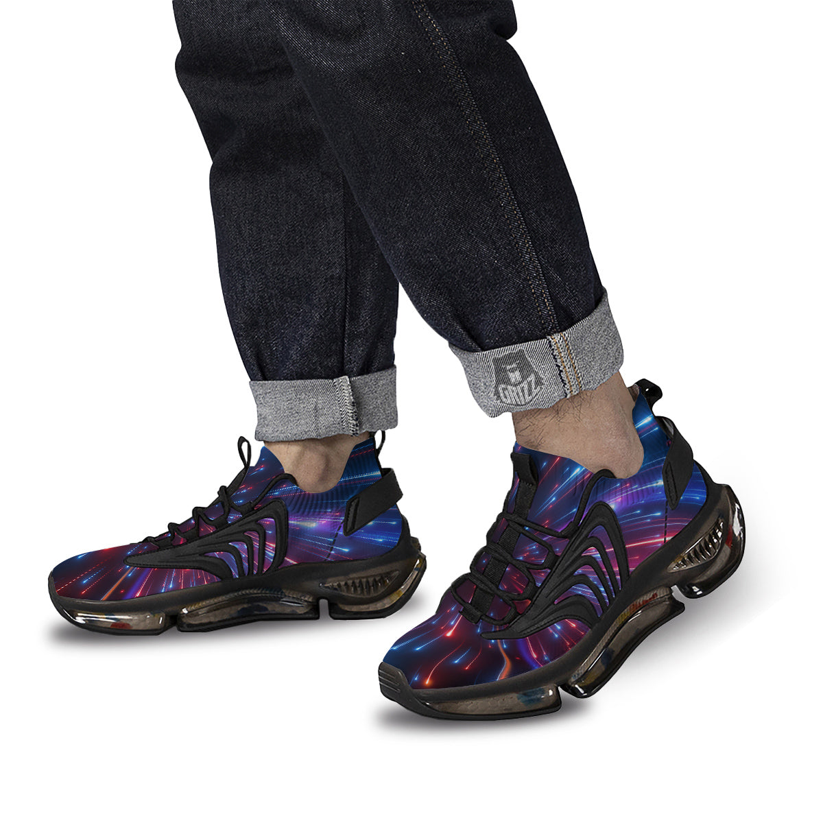 Hyperspace Cosmic Print Black Gym Shoes-grizzshop