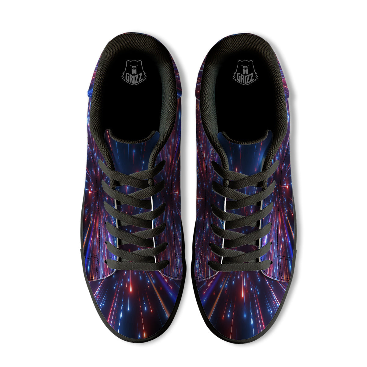 Hyperspace Cosmic Print Black Low Top Sneakers-grizzshop