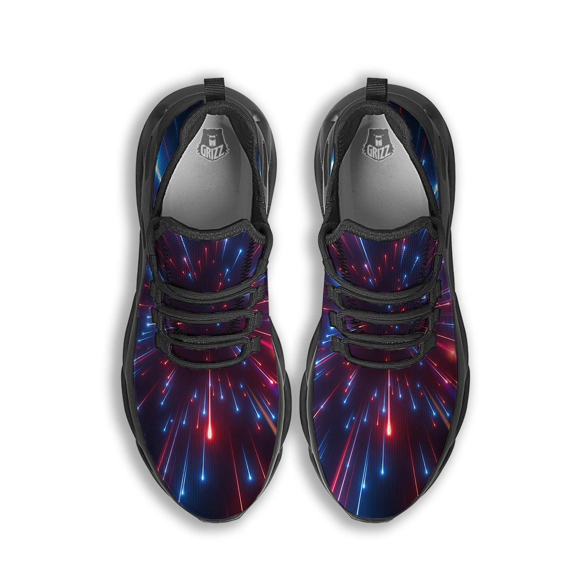 Hyperspace Cosmic Print Black Running Shoes-grizzshop