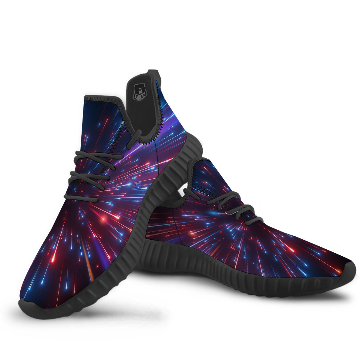 Hyperspace Cosmic Print Black Walking Shoes-grizzshop