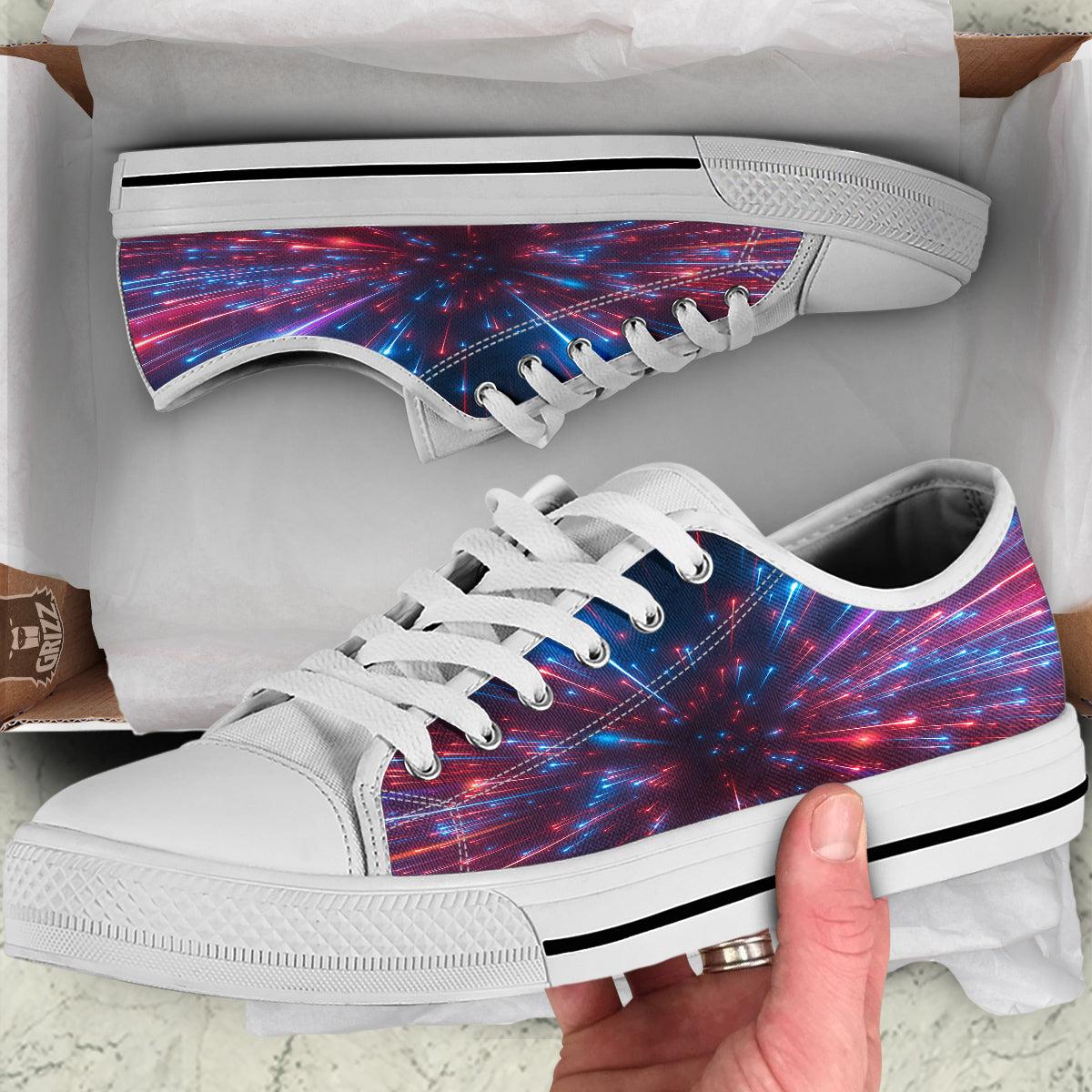 Hyperspace Cosmic Print White Low Top Shoes-grizzshop