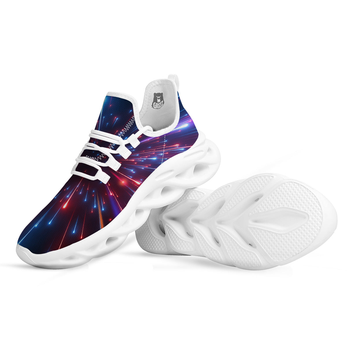 Hyperspace Cosmic Print White Running Shoes-grizzshop