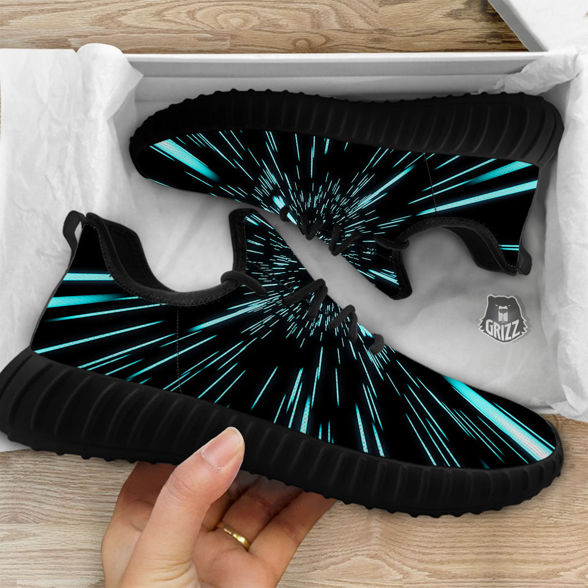 Hyperspace Galaxy Print Black Walking Shoes-grizzshop