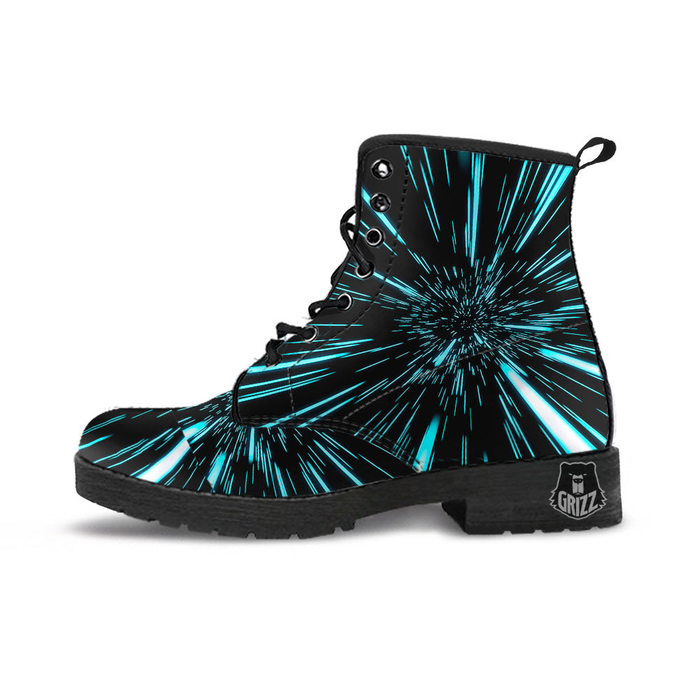 Hyperspace Galaxy Print Leather Boots-grizzshop