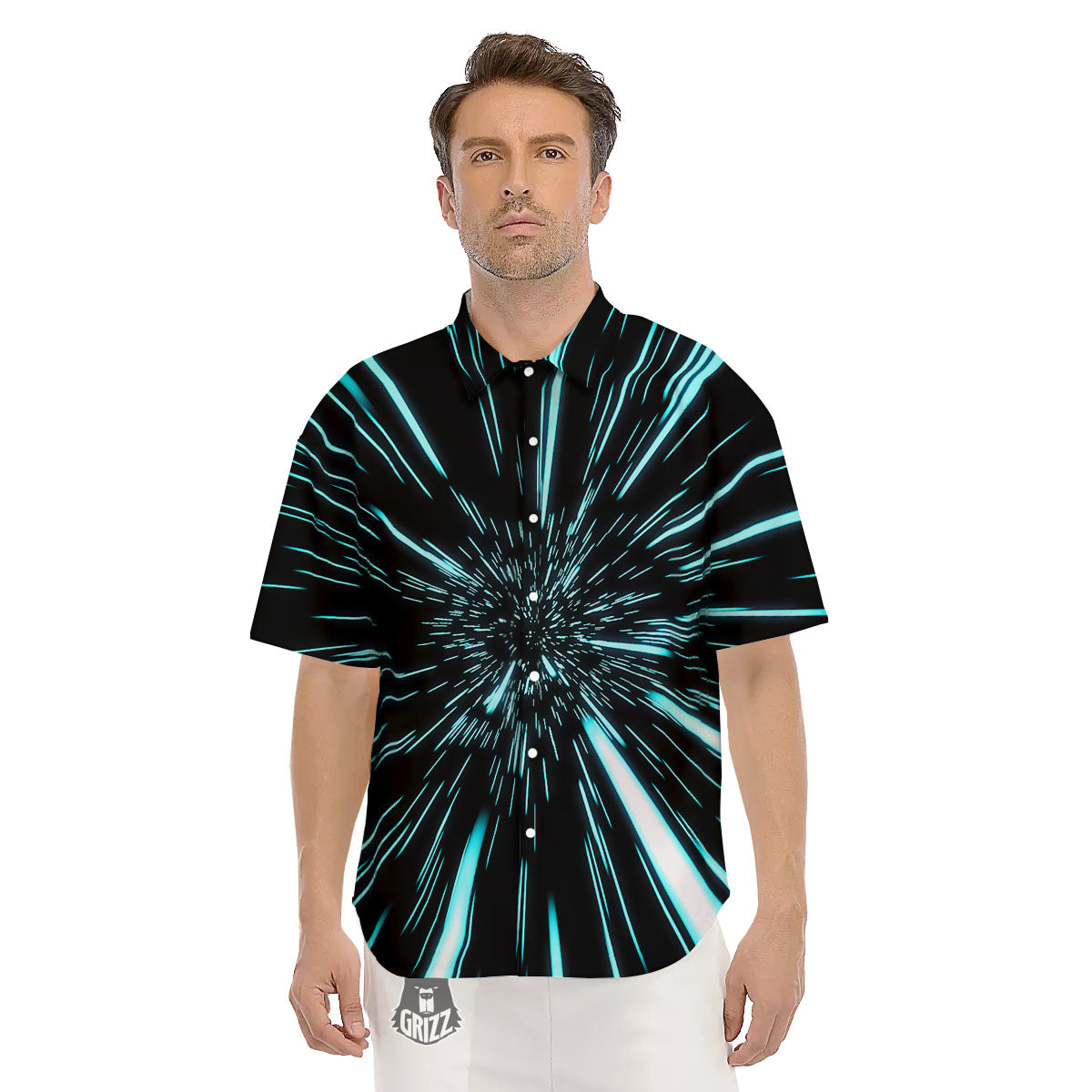 Hyperspace Galaxy Print Men's Short Sleeve Shirts-grizzshop