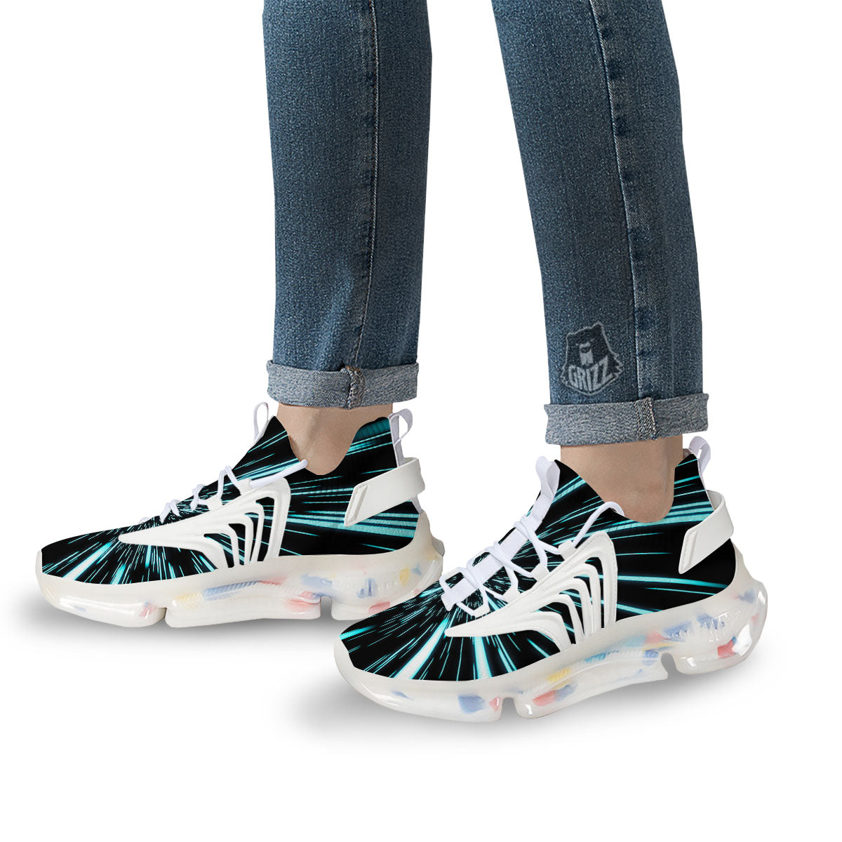 Hyperspace Galaxy Print White Gym Shoes-grizzshop