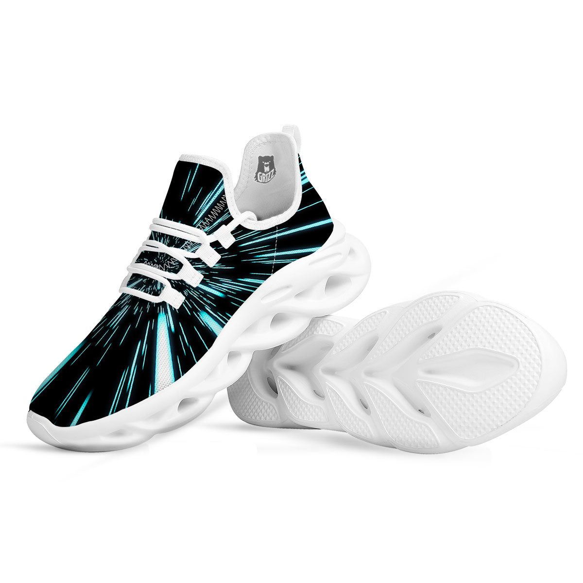 Hyperspace Galaxy Print White Running Shoes-grizzshop