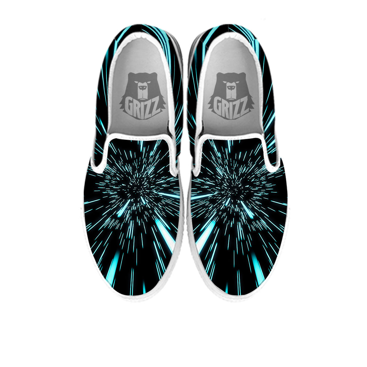 Hyperspace Galaxy Print White Slip On Shoes-grizzshop