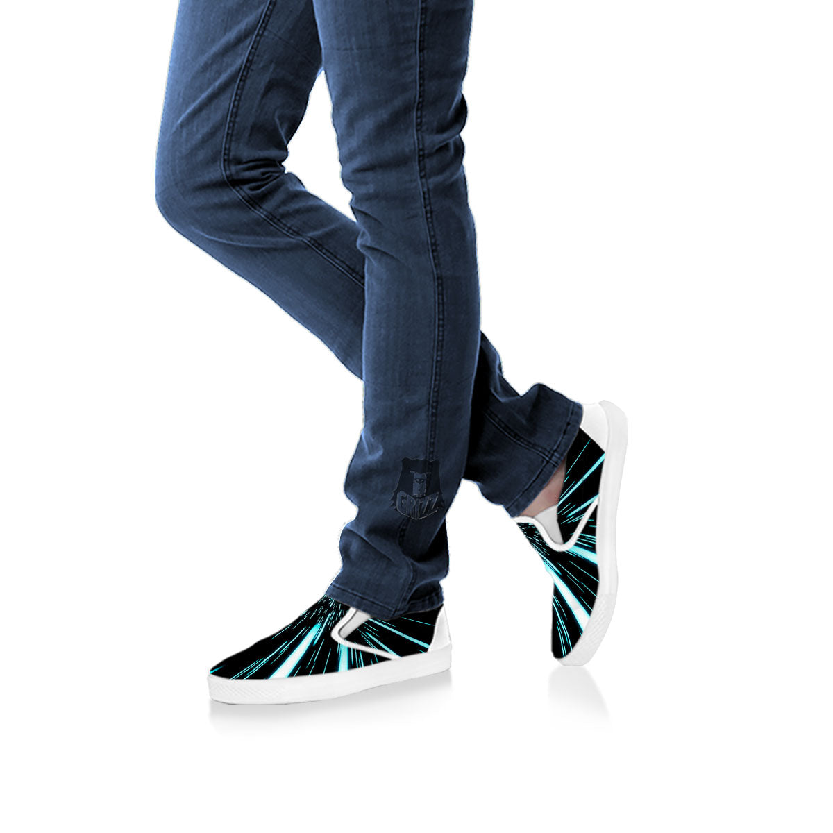 Hyperspace Galaxy Print White Slip On Shoes-grizzshop