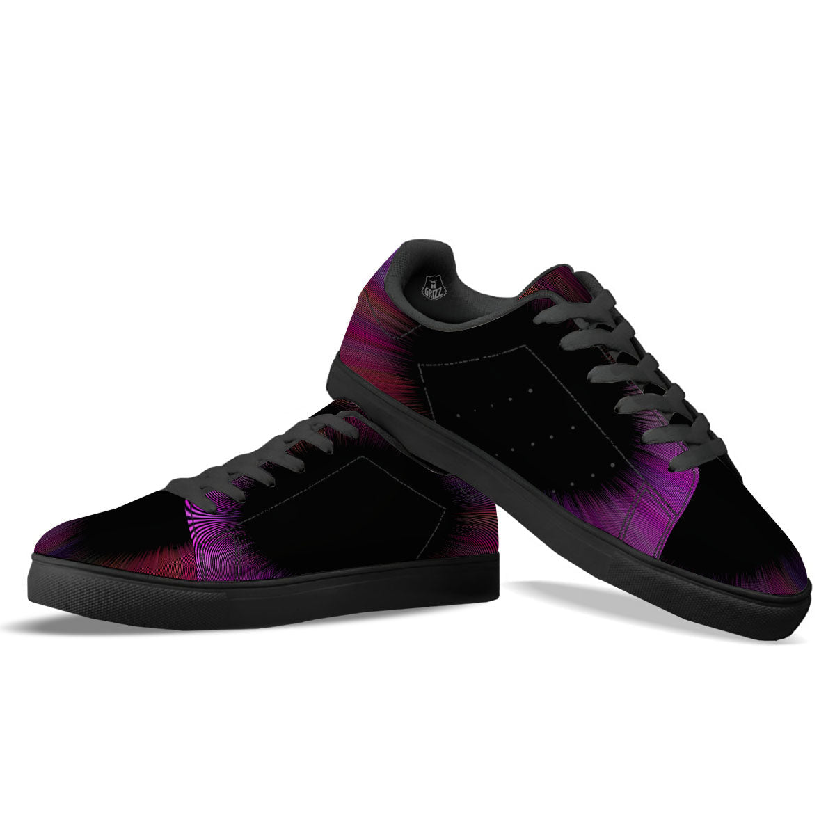 Hyperspace Purple Print Black Low Top Sneakers-grizzshop