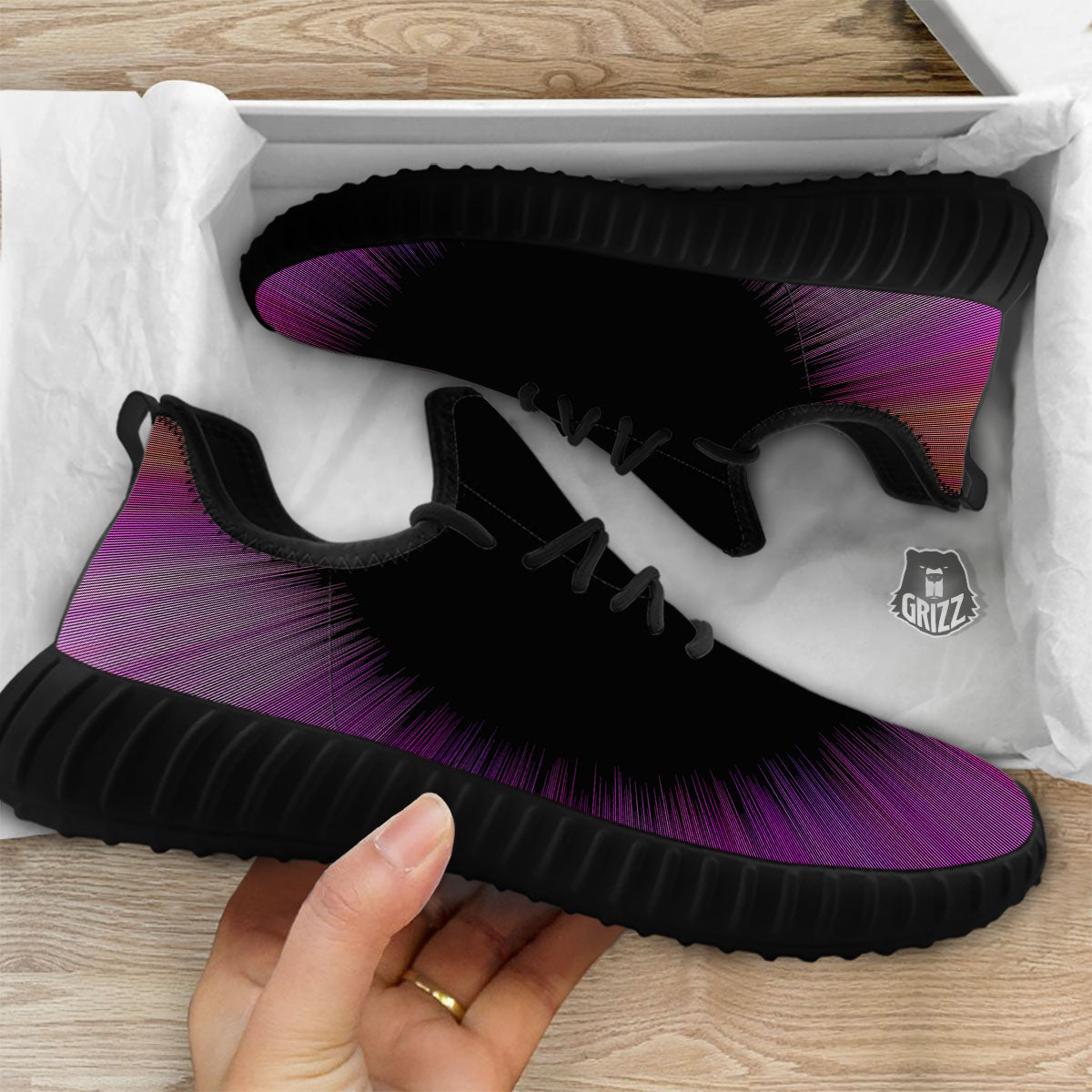 Hyperspace Purple Print Black Walking Shoes-grizzshop