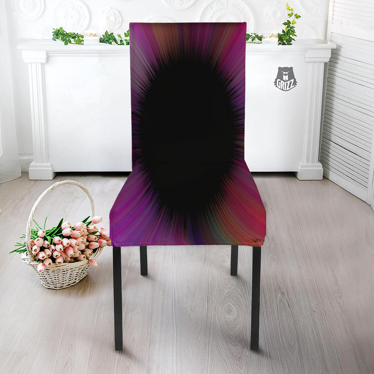 Hyperspace Purple Print Dining Chair Slipcover-grizzshop
