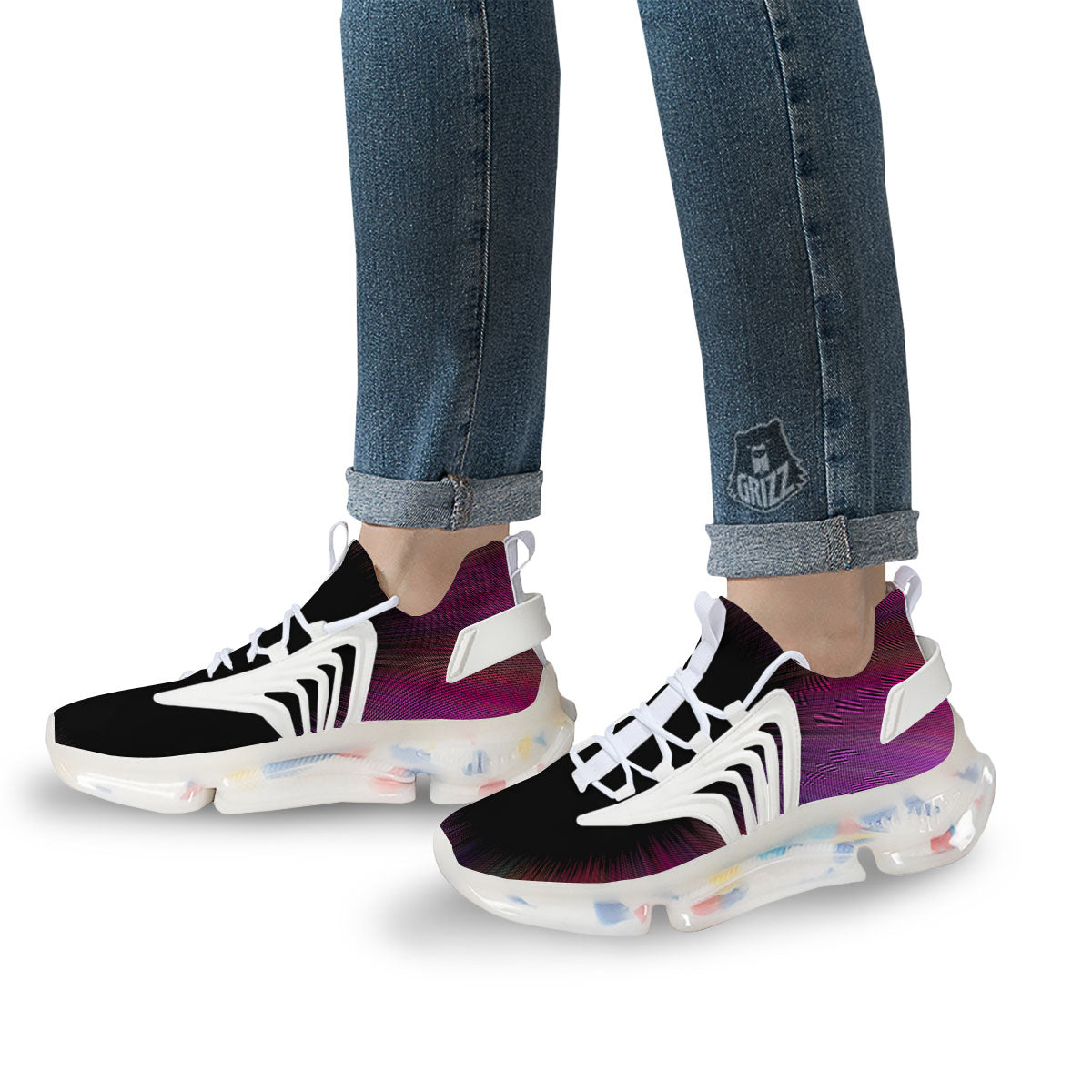 Hyperspace Purple Print White Gym Shoes-grizzshop