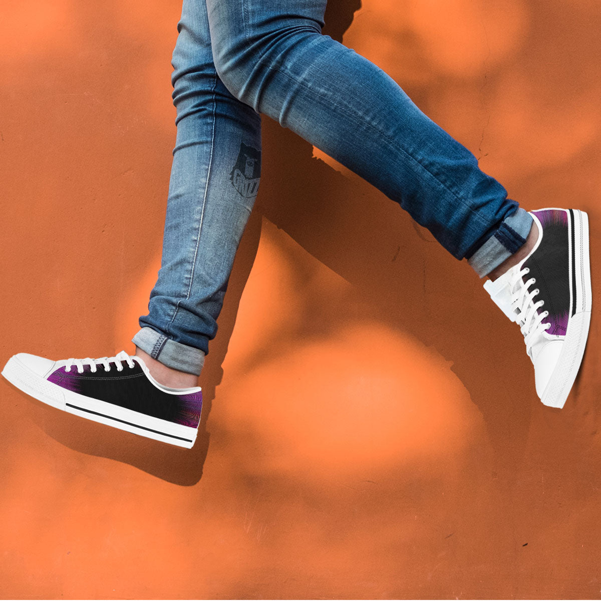 Hyperspace Purple Print White Low Top Shoes-grizzshop