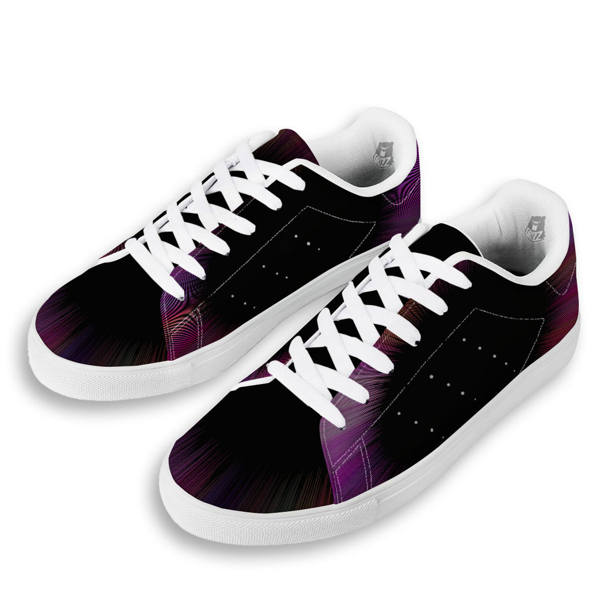 Hyperspace Purple Print White Low Top Sneakers-grizzshop
