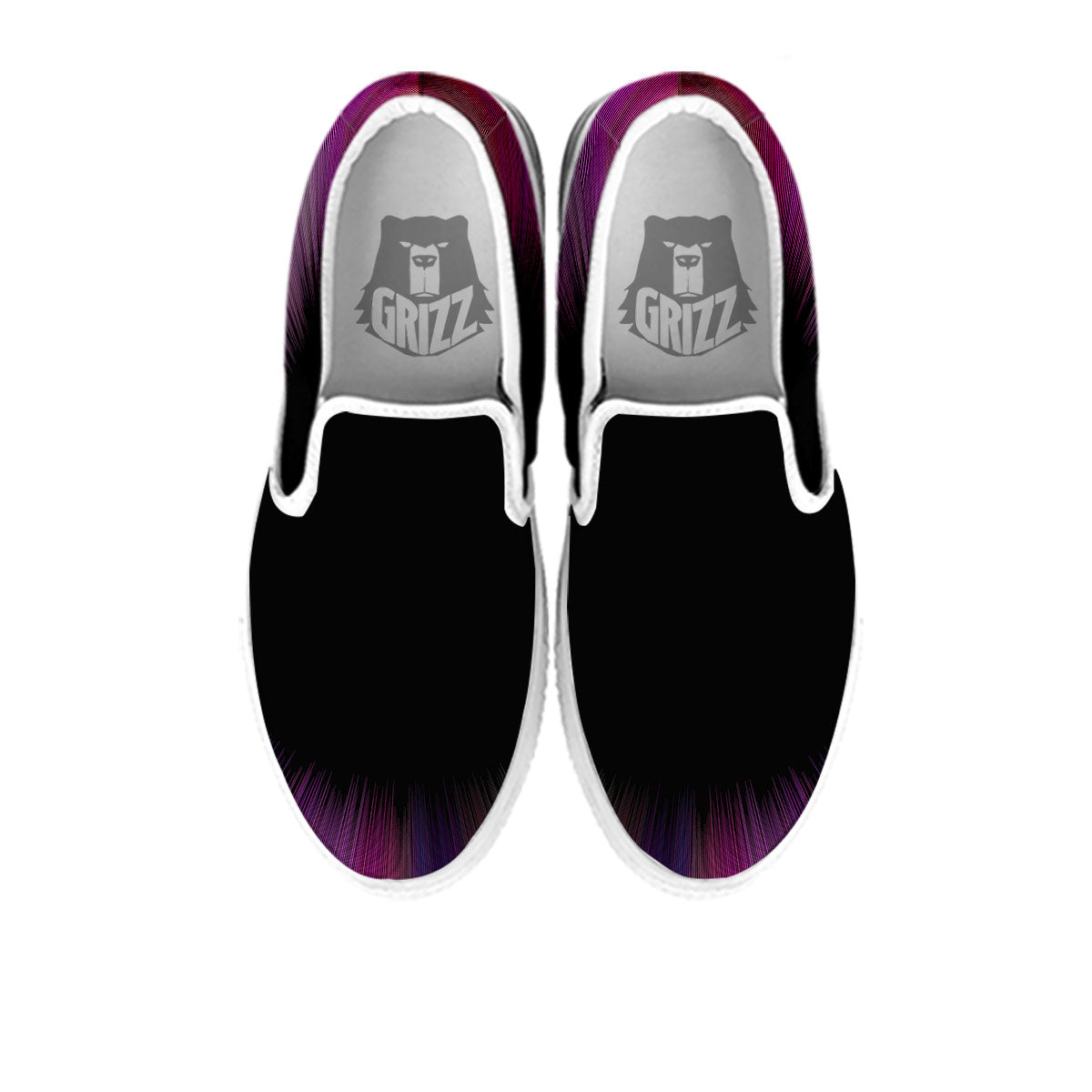 Hyperspace Purple Print White Slip On Shoes-grizzshop