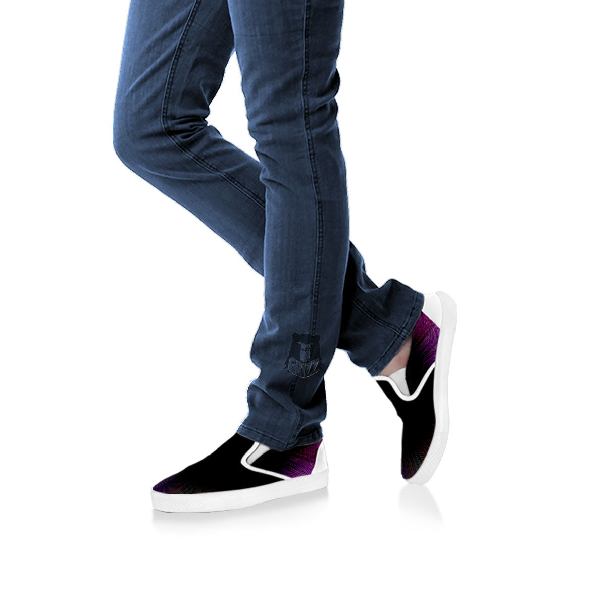 Hyperspace Purple Print White Slip On Shoes-grizzshop