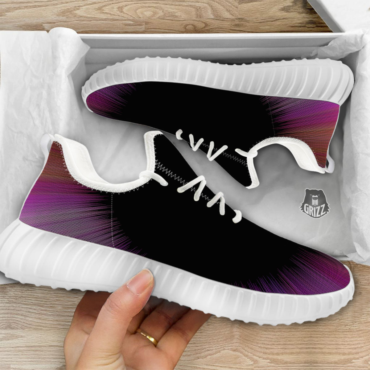 Hyperspace Purple Print White Walking Shoes-grizzshop