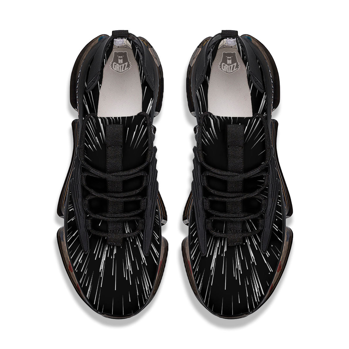 Hyperspace White And Black Print Black Gym Shoes-grizzshop