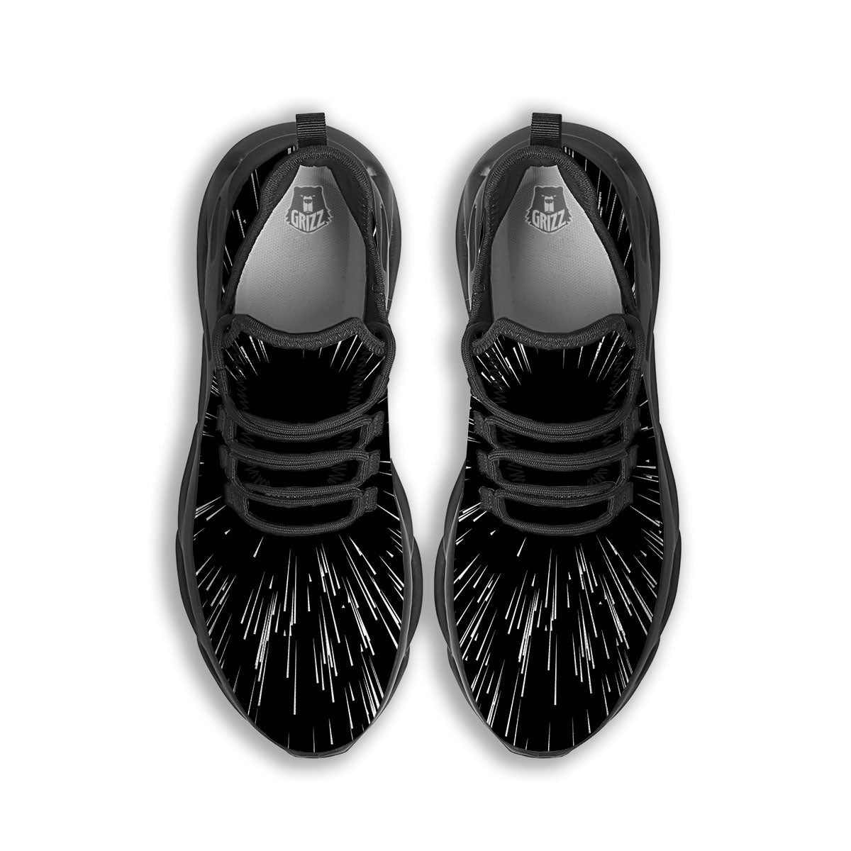 Hyperspace White And Black Print Black Running Shoes-grizzshop
