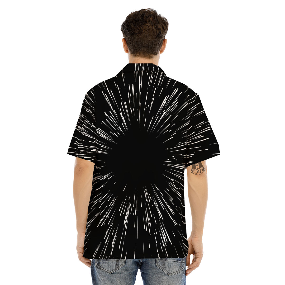 Hyperspace White And Black Print Men's Hawaiian Shirt-grizzshop