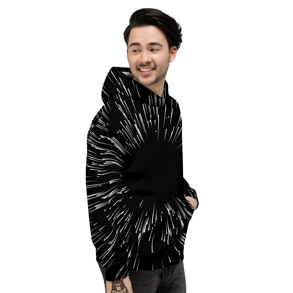Hyperspace White And Black Print Men's Hoodie-grizzshop