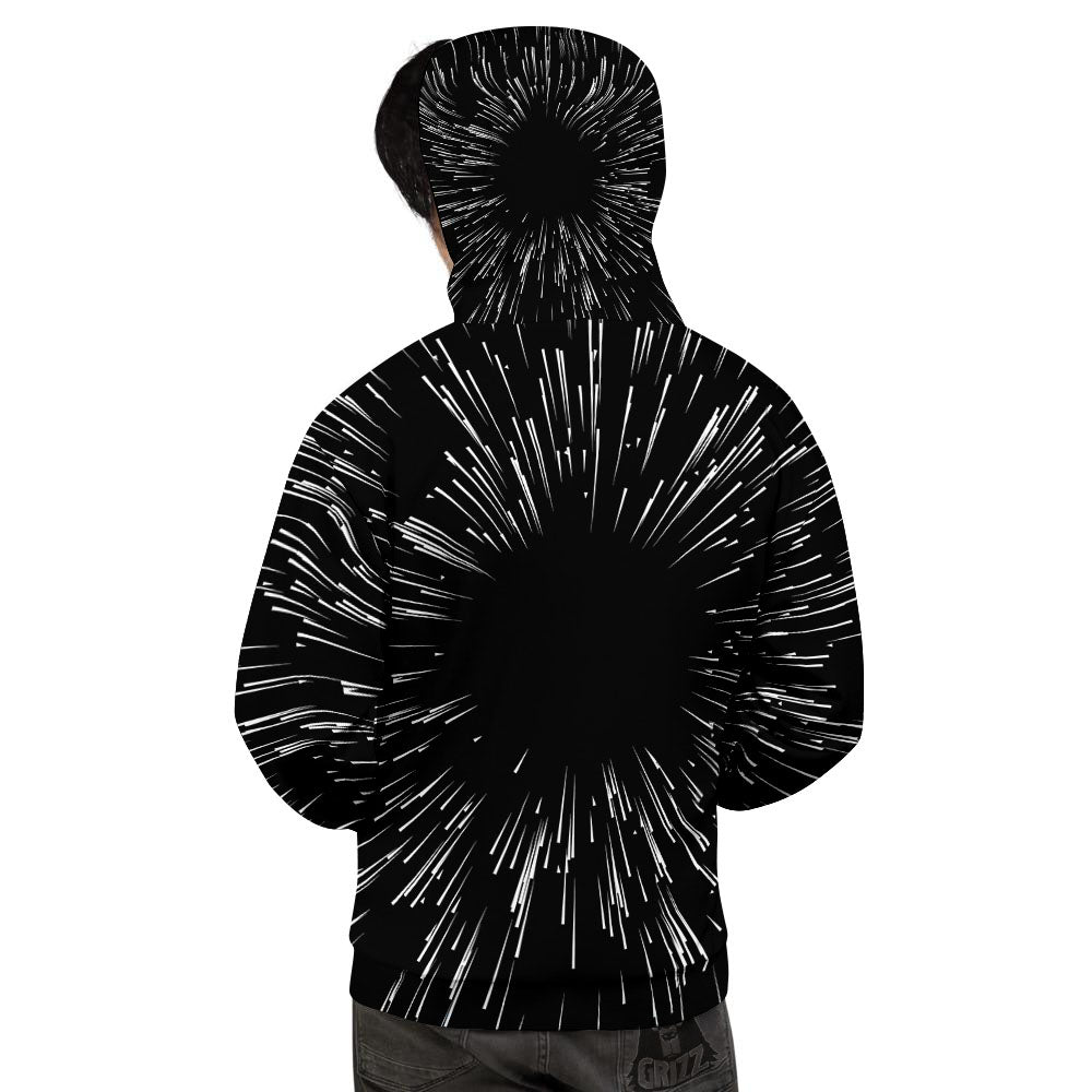 Hyperspace White And Black Print Men's Hoodie-grizzshop