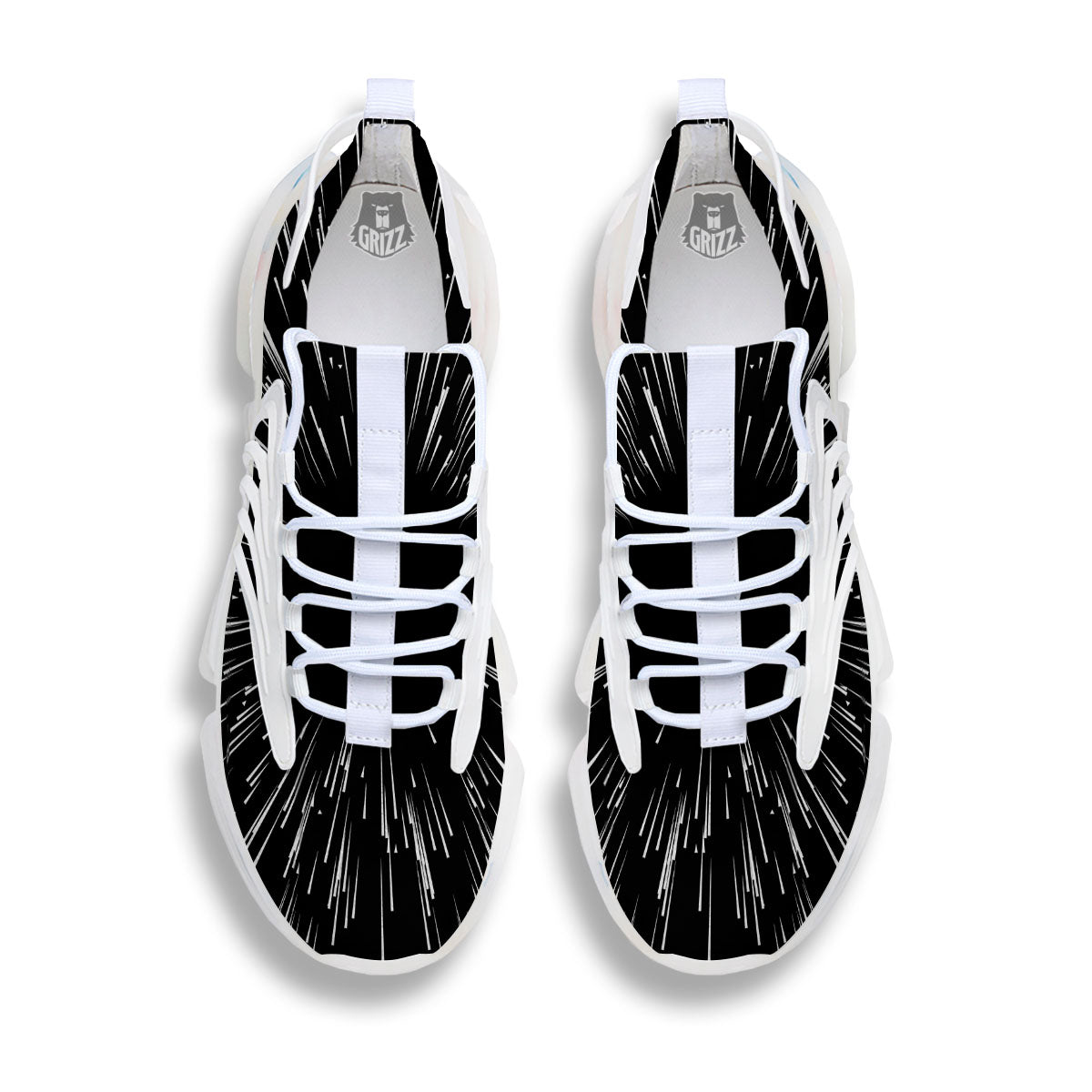 Hyperspace White And Black Print White Gym Shoes-grizzshop