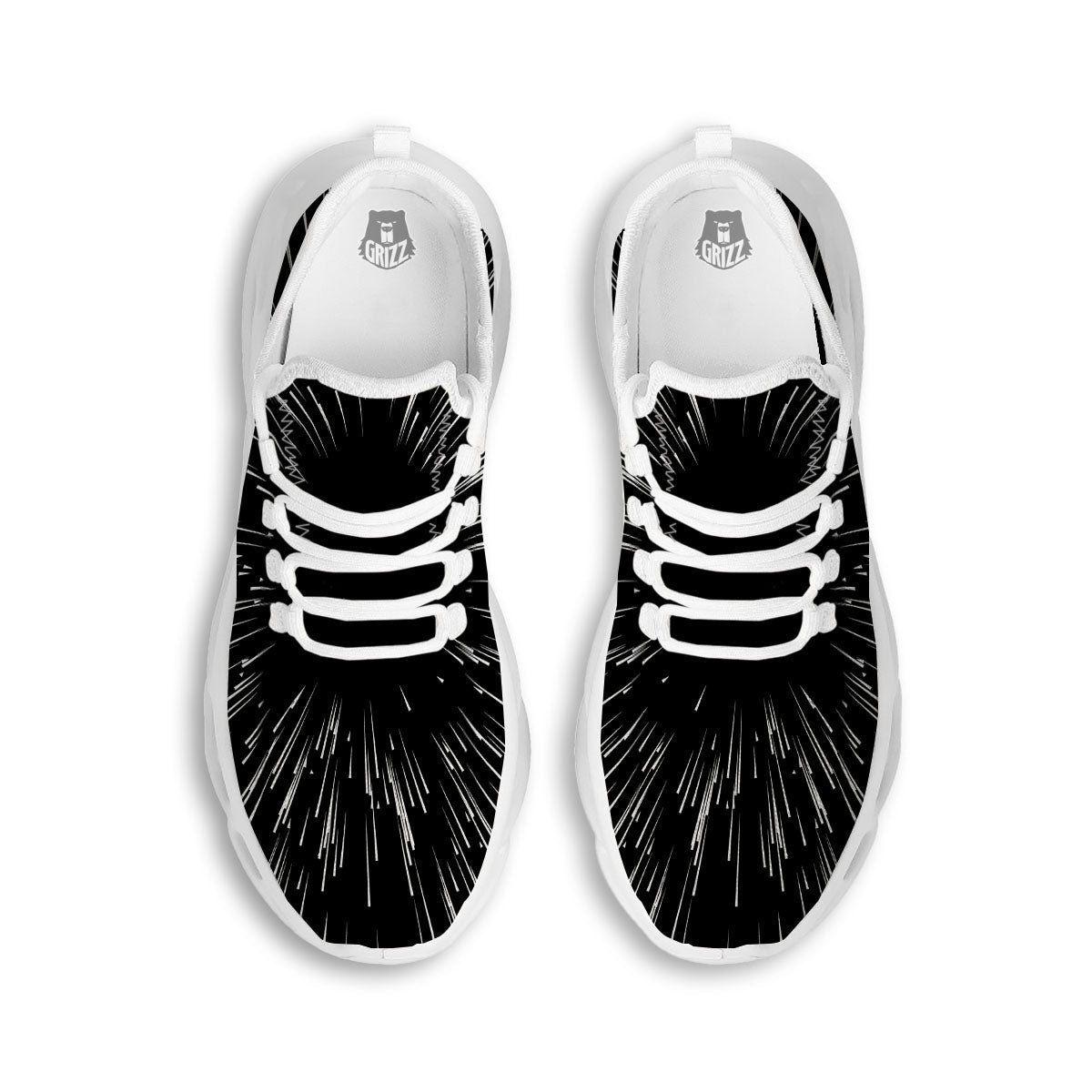 Hyperspace White And Black Print White Running Shoes-grizzshop