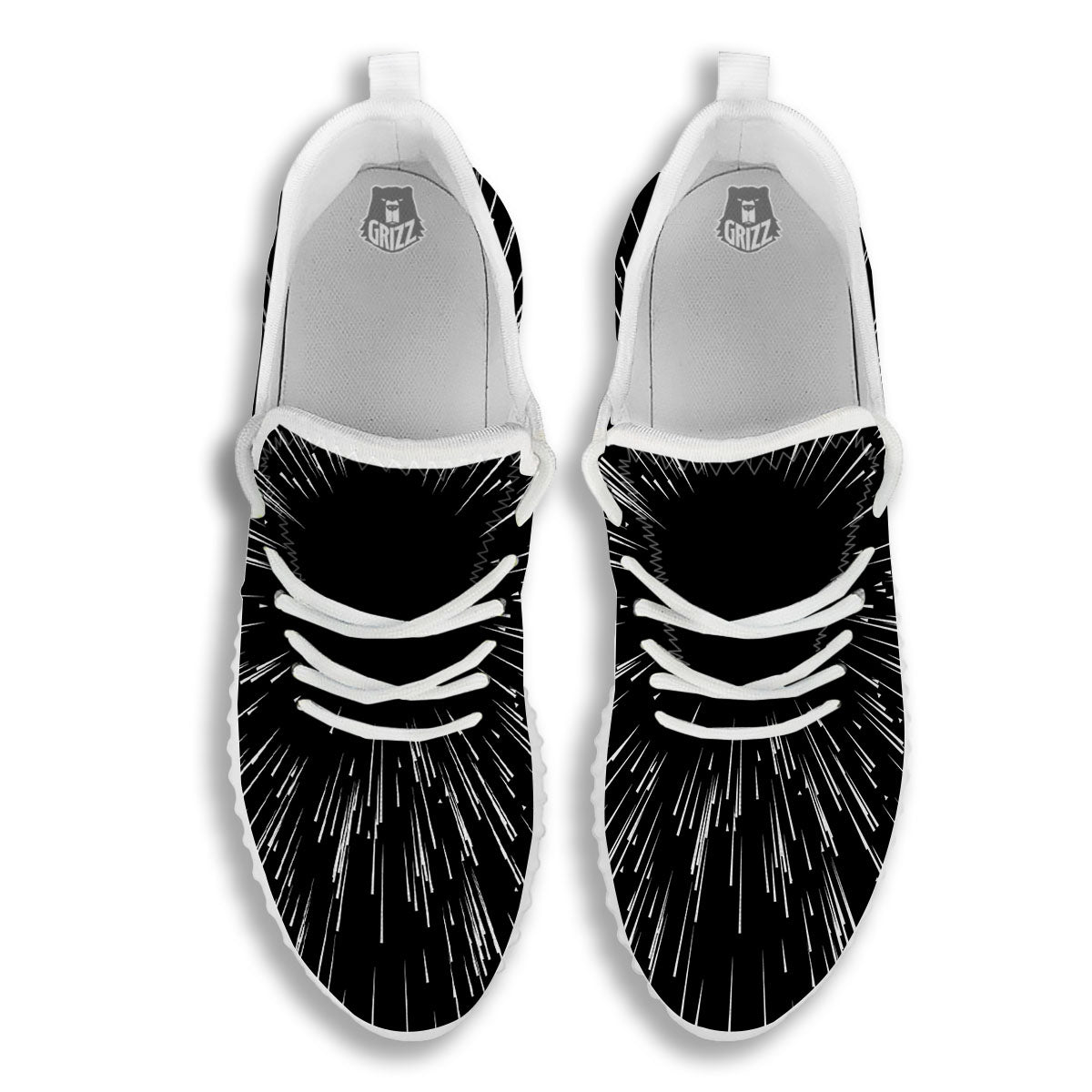 Hyperspace White And Black Print White Walking Shoes-grizzshop