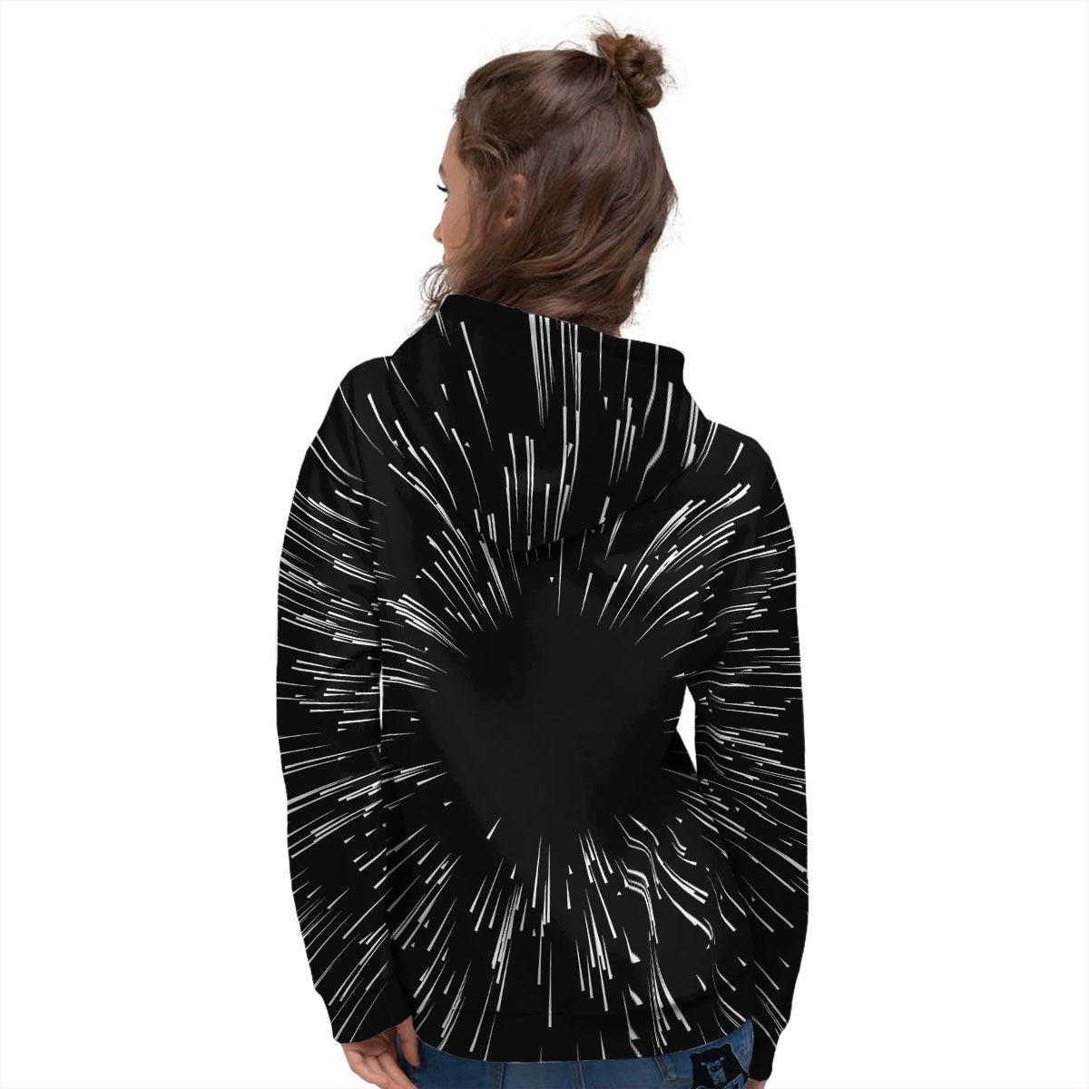 Hyperspace White And Black Print Women's Hoodie-grizzshop