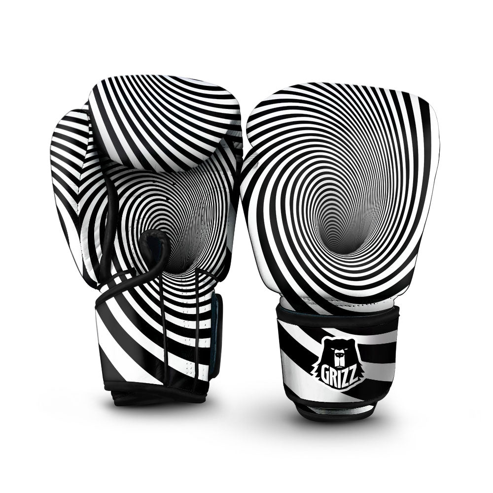 Hypnotic Illusion White And Black Print Boxing Gloves-grizzshop