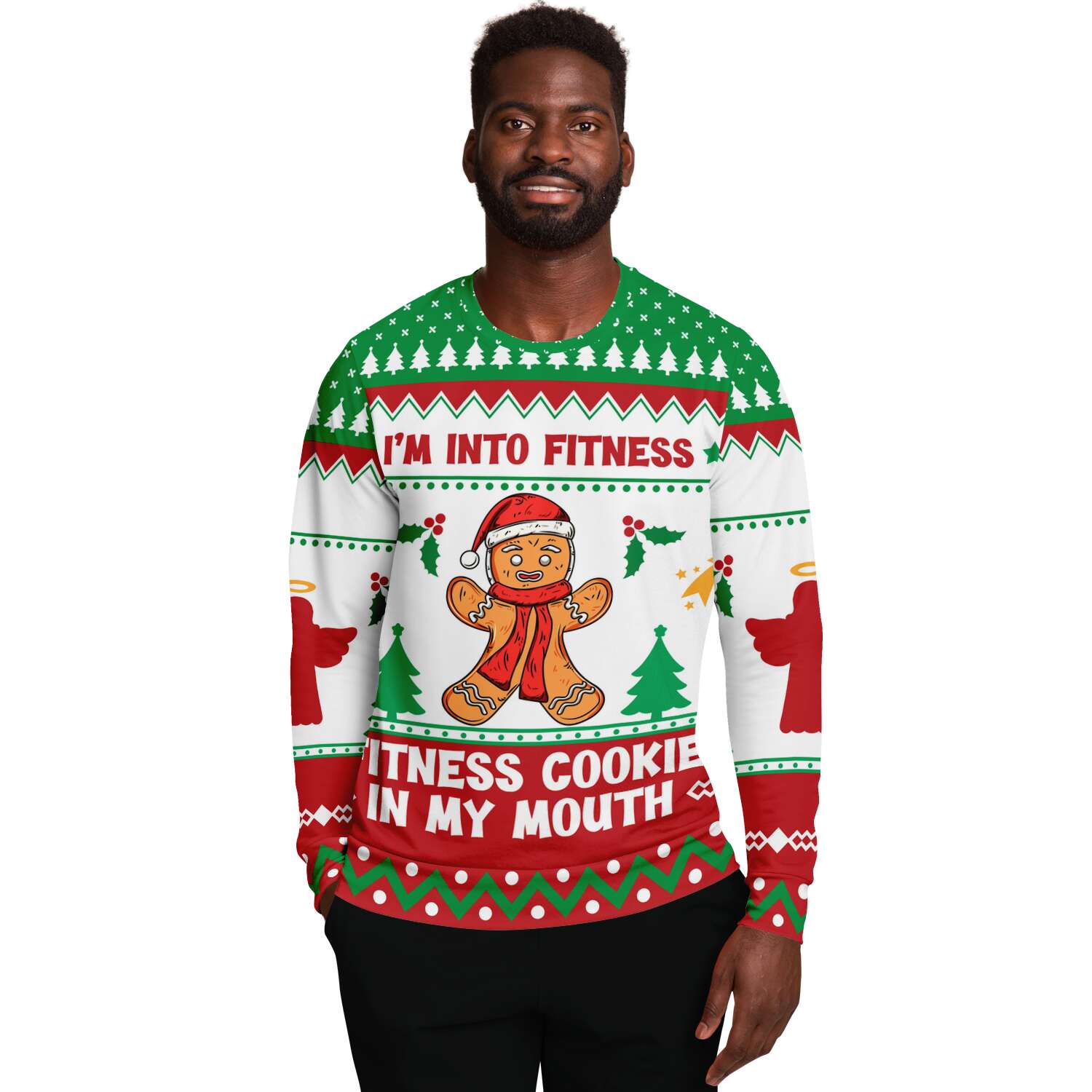 I Am Into Fitness, Fitness Cookie In My Mouth Gingerbread Ugly Christmas Sweater-grizzshop